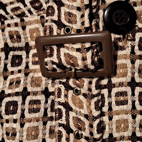 Robert Louis women's size 1X Brown Camel geometric belted jacket, New - Picture 6 of 8